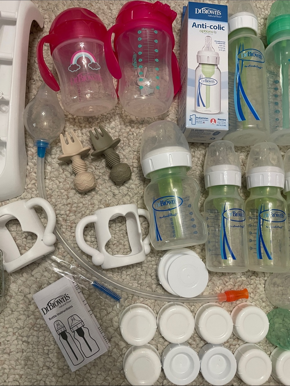 Huge lot of Dr. Brown's baby bottle sets with many accessories - Green & Clear - Picture 9 of 10